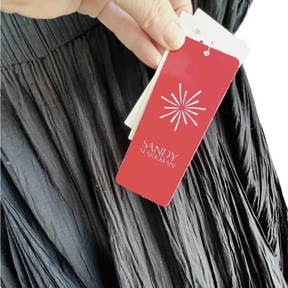 Sandy Starkman Black Broomstick Skirt Boho Goth Grunge Maxi Circle Crinkle Large - Picture 5 of 7